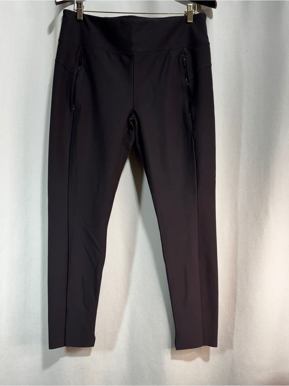 Athleta Women's L Gray Pull-On Ankle Yoga Pants Zipper Pockets Stretch